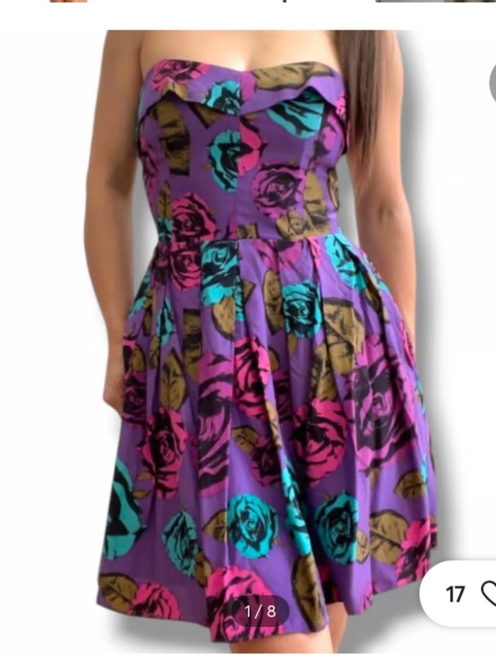 Betsey Johnson 100% Silk Strapless Floral Coquette Romantic Mini Dress Size 2